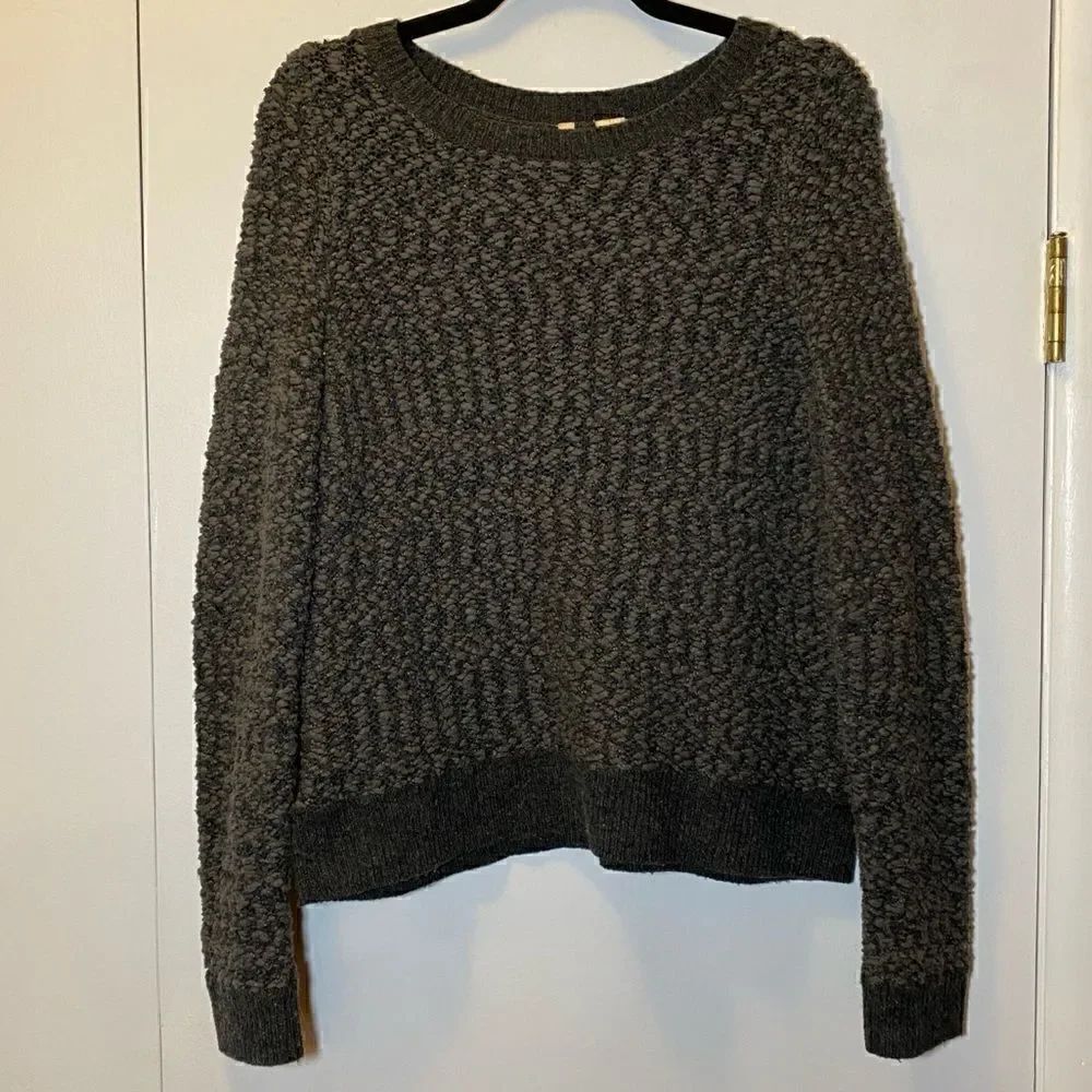 ANTHROPOLOGIE MOTH Crew Neck Pullover Sweater Charcoal Gray Women’s Size Medium
